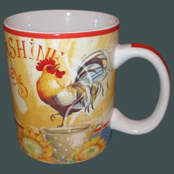 🎈VGUC Pier 1 Imports Beautiful Day Stoneware Mugs Set of 3 Rooster Design 4.25" - Picture 7 of 9